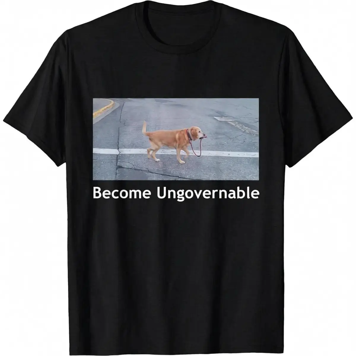 Men's High-Quality Printing Pure Cotton Round Neck Short-Sleeve Tshirt - Comfy Year-Round Casual Streetwear with Funny Become Ungovernable Dog Meme Design