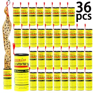 36pcs Hanging Sticky Fly Trap Rolls, Non-Toxic Adhesive Tape, Indoor Outdoor Mosquito Traps, Garden Patio Pest Control, Fly Repellent, Insect Killer