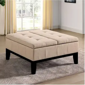 FAZIO Transitional Ottoman with Split Lid Storage