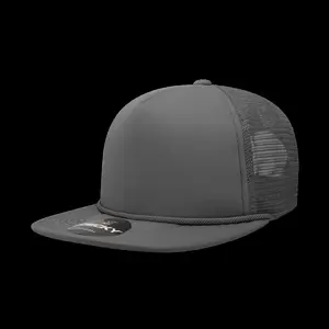 212 MAIN Unisex Charcoal 5-Panel High Profile Structured Foam Trucker Snapback Hat - Adjustable Snap Closure, Flat Visor, Polyester Blend, Structured Crown, 1 Size Fits Most Snapback Hats, One Size Fits