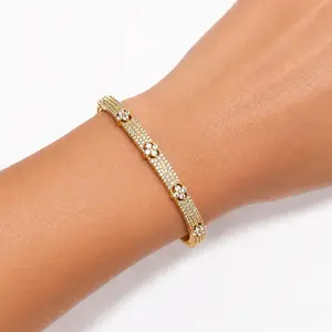18K Gold Plated and Silver PVD Waterproof Luxury Bracelet Women's Jewelry Elegant Durable Sparkling Design with Cubic Zirconia Stones Micro-Pavé Detailing