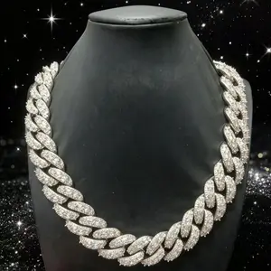 M2-9032 Chunky Full Iced Cuban Link Chain Bold Statement Necklace for Hip Hop Streetwear Fashion Forward Accessory outdoorfun