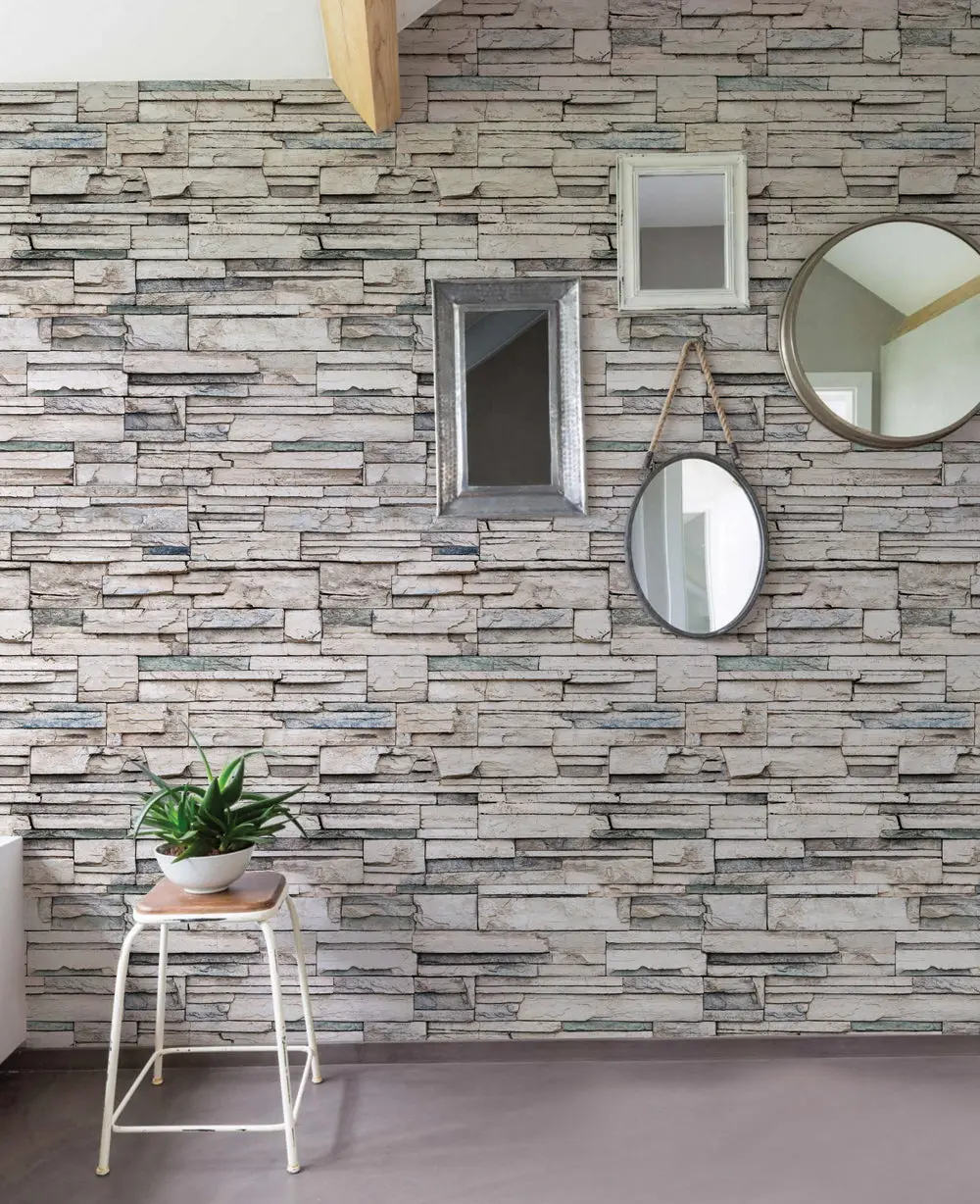 Faux Stone Wallpaper - Peel and Stick