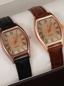 Fashion Roman Numeral Couple Watches, Fashionable Stylish Watch, Casual Simple Barrel Dial Quartz Wristwatch for Women & Men, Trendy All-match & Exquisite Watch for Birthday Gift without Box, Valentine's Day, Gift