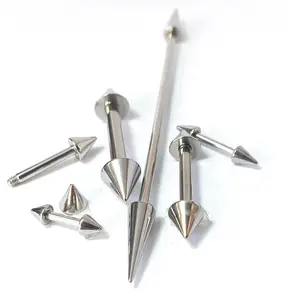 1pc Spike 316L Steel Barbell, Industrial Bridge Nipple Eyebrow Ring Spiked Cone
