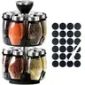 Stainless Steel Rotating Tower-Shaped Seasoning Organizer Set - 12 Glass Jars, 360-Degree Rotatable, Keeps Spices Tidy, Countertop Spice Storage & Kitchen Utensil Holder (1 Set, 2 Total Pieces)