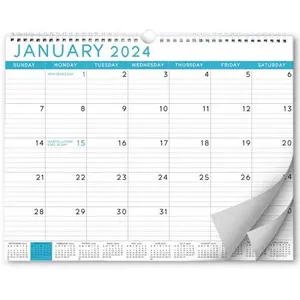 Blue Business Wall Calendar from January 2024-June 2025 - Tear-Off Monthly Calendar - 18 Month Academic Wall Calendar - Hanging Calendar with 12 Month Mini-Calendars - 13.5"x10.5”in