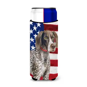 German Shorthaired Pointer Patriotic  Ultra Hugger for slim cans BB9641MUK Beverage Drinkware Washable Multicolor