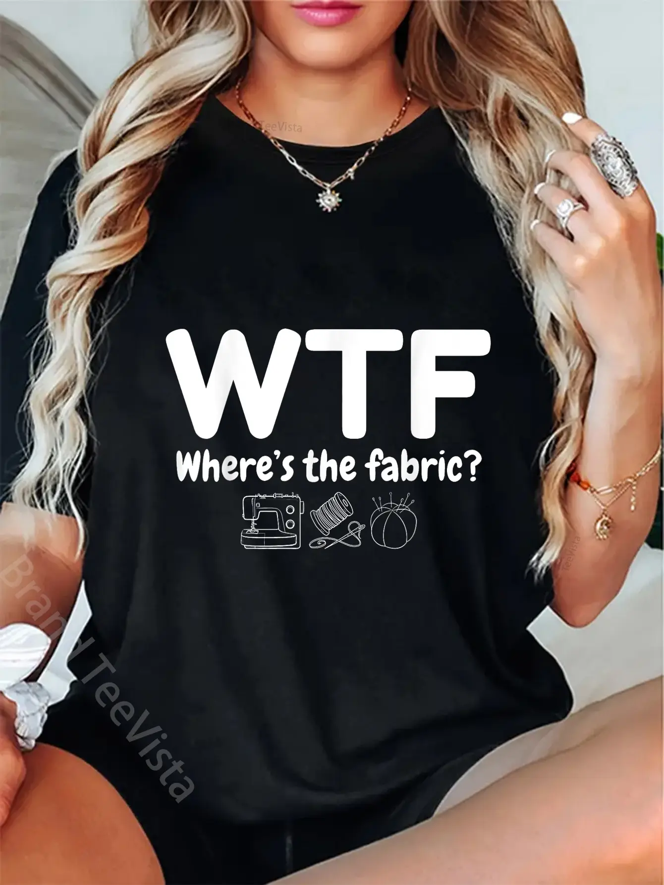 100% Cotton WTF Where's The Fabric Funny Quilter Sewing Quilting Quilt T-Shirt