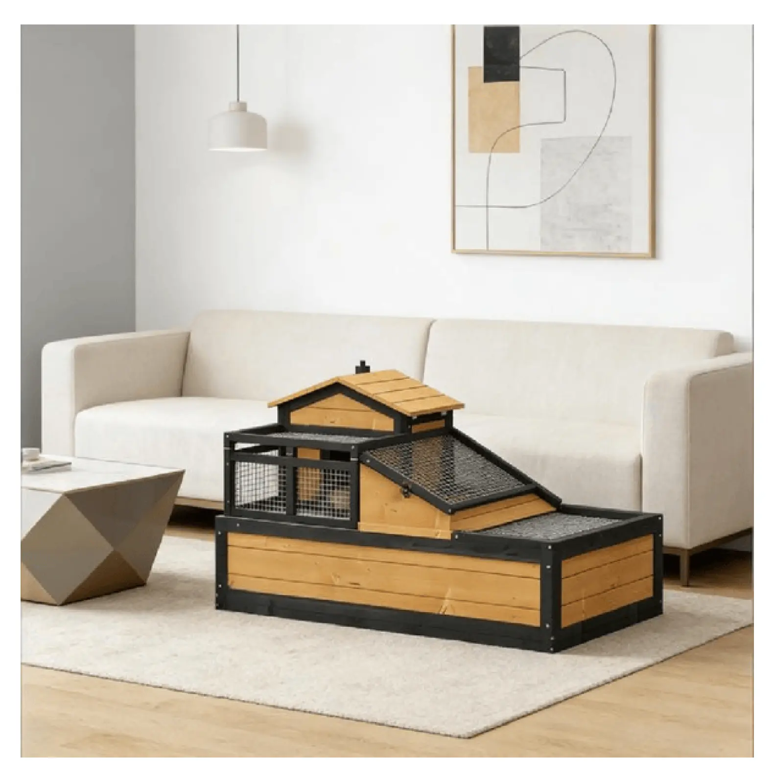 Tortoise Habitat Indoor Outdoor, Large Turtle Cage 44 Reptile Shelter with Mesh Top & Two Stories default title