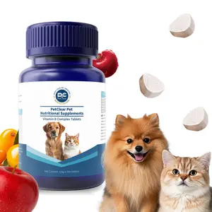 PETCLEAR Pet B-Complex Vitamin Supplement 200 Tablets for Dogs & Cats Supports Energy Appetite Digestion Skin Coat Nervous System Health with Natural Ingredients