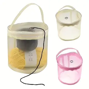 Large Capacity Yarn Organizer with Drawstring Closure, Rotating Drum Design, Space Saving Storage Bag, Ideal for Travel, Beginners, Seniors