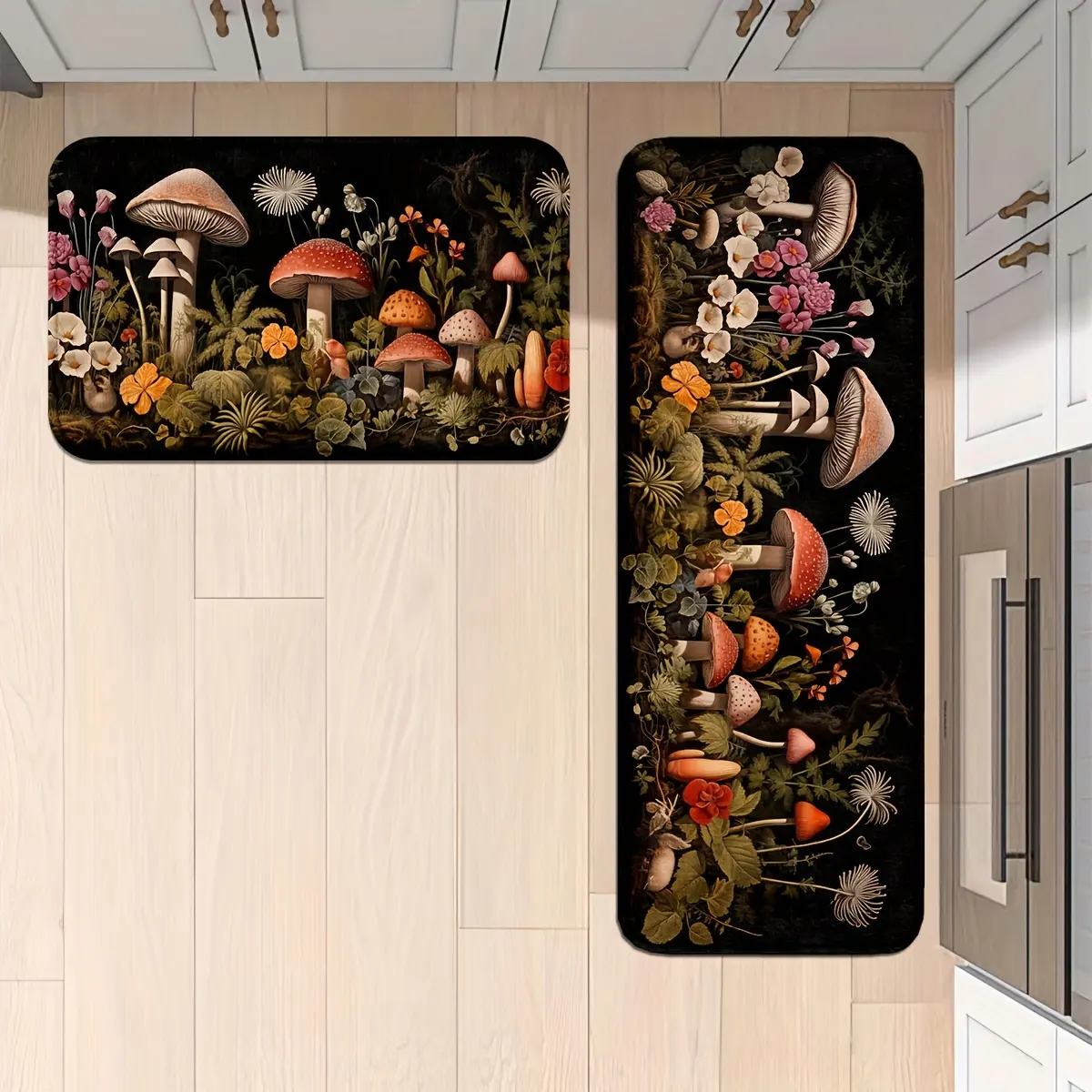 1/2/3pcs Cushioned Anti-Slip Breathable Mushroom Kitchen Mats - Comfortable Standing Runner Rugs for Kitchen, Home, Spring Decor, Anti-Slip Kitchen Rugs, Breathable Kitchen Rugs