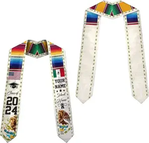 Personalized Class of 2026 Mexican Graduation Sash, Mexican American Flag Stole, Latino Graduation Gift