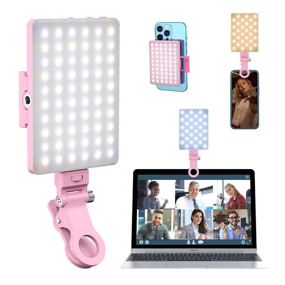 Smartphone Selfie Light with Phone Holder, 1 Count Clip Design USB Rechargeable Selfie Fill Light for Phones, Adjustable LED Light for Live Streaming,