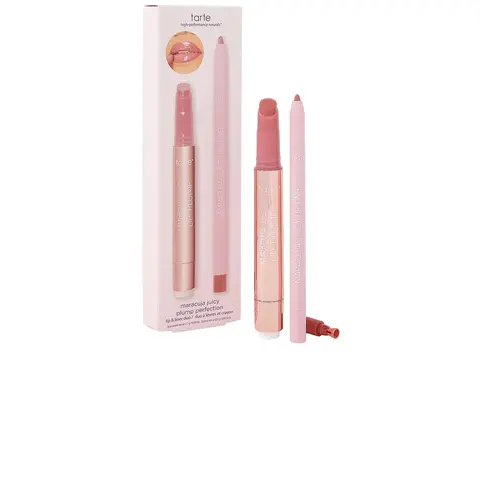 tarte Maracuja Juicy Lip Plump Cosmetic Makeup 2-Piece Set - Glossy, Hydrating Moisturizer with Hyaluronic Acid, Lipliner in Primrose & Buff for Brighter Lips