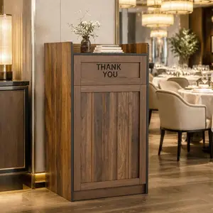 40 Gallon Wooden Kitchen Floor Cabinet, Freestanding Hidden Storage Cabinet with Top Tray Holder, Anti-Tip Enclosed Household Floor Cabinet for Kitchen Living Room Indoor Use