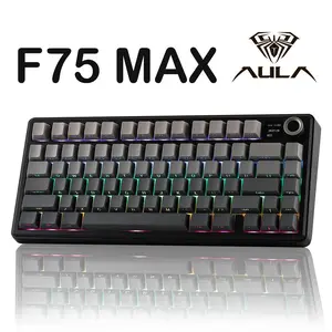 AULA F75 MAX Wireless Mechanical Keyboard with TFT Screen and Knob Gasket Gaming Keyboard 75% Layout Hot Swappable RGB Backlight for PC Mac Linux Black Gradient
