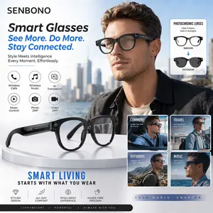 Senbono Ai Wearable Smart Glasses with Color-Changing Lenses, 2mp HD Camera, Wireless Music & Ai Translation, Color Changing, Lithium Battery, Multifunctional Smart Glasses