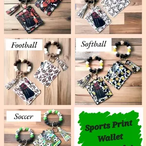 Sports Print Wallet with Wristlet and Tassel - Softball, Baseball, Football, Soccer, or Basketball