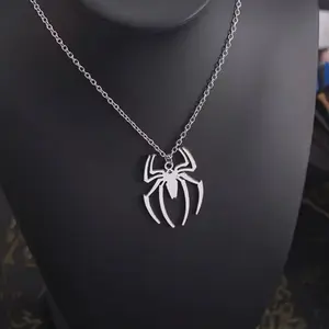 Silver Gothic Spider & Round Cross Pendant Necklaces, Kpop Fashion Mens Neck Chains, Men's Accessories, Halloween Streetwear Couple Gifts for Trendy Outfits