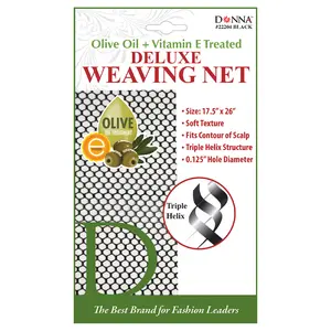 DONNA Deluxe Soft Weaving Net – Olive Oil + Vitamin E Treated Hair Net for Sew-In Weave, 17.5” x 26” Size, Fits Contour of Scalp, Triple Helix Structure for Strong Hold & Natural Look, Black