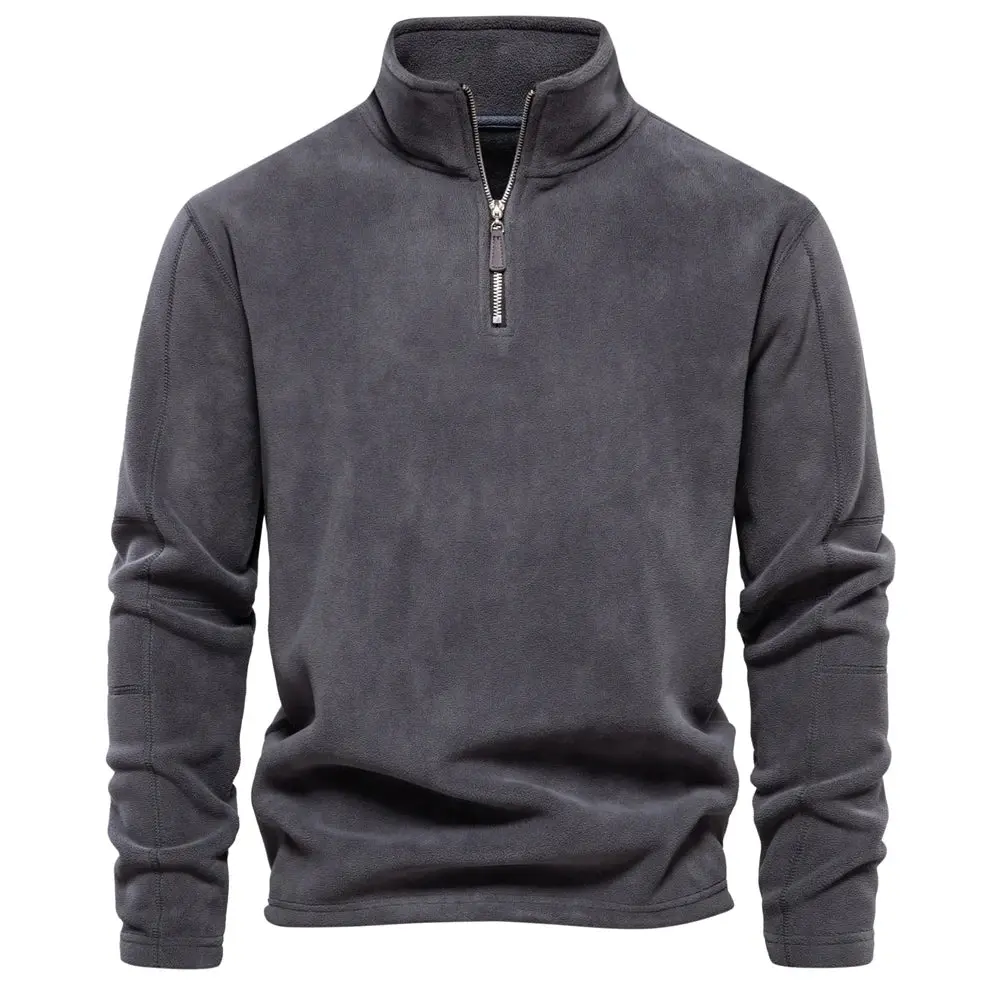 Aiopeson Men's Thick Fleece Jacket With Zipper Neck Pullover Soft Shell For Warmth
