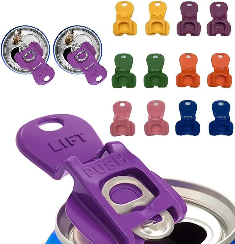 6/12PACK-Easy Tab Opener, Colorful Drink Can Protector Cap for Soda, Beer, Coke Shields From Bugs, Bees, Dust at the Party, BBQ, Beach