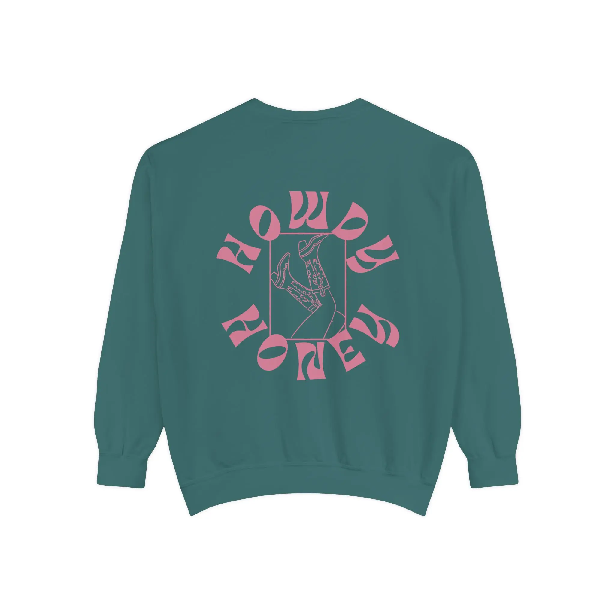 Howdy Honey Cowgirl Garment-Dyed Sweatshirt Unisex Crewneck Long Sleeve Pullover for Casual Outings Cozy Gift for Birthdays Cute Loungewear Spring Fashion Womenswear Hoodie
