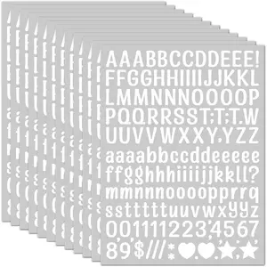 15 Sheet Small Letter Stickers - 1/2 Inch White Vinyl Self Adhesive Alphabet Number Stickers Stick  Letters for Arts Crafts Outdoor Sign Wall Mailbox Windows Doors  Poster Board