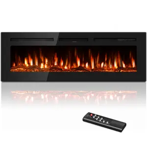 MANASTIN Electric Fireplace in-Wall Recessed and Wall Mounted with Remote Control,  1500/750W  Heater  with 12 Adjustable Color, Timer, Touch Screen