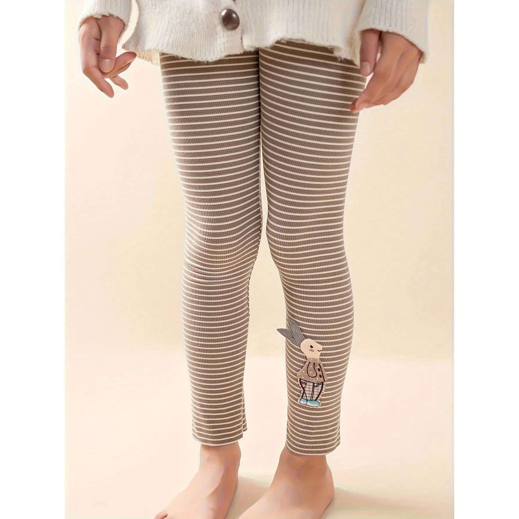 Girls' leggings, children's pants for outerwear, striped, slim-fit, versatile
