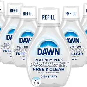 Dawn Free & Clear Powerwash Dish Spray, Dish Soap, Pear Scent Refill, 16 Fl Oz (Pack of 6)