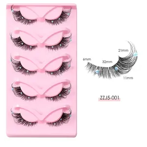 Clear Band Corner Lashes – Foxy Cat Eye 3D Wispy Lashes (ZZJ5-001)