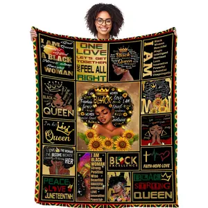African American Girl Blanket, Sofa Bed Cover, All-Season Women's Inspirational Blanket, Birthday Gift, Christmas Gift, Multi-Purpose Blanket, Decorative Giftable Blankets