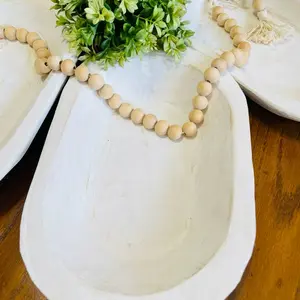 Handmade Oval 9”x 14” Dough Bowl White