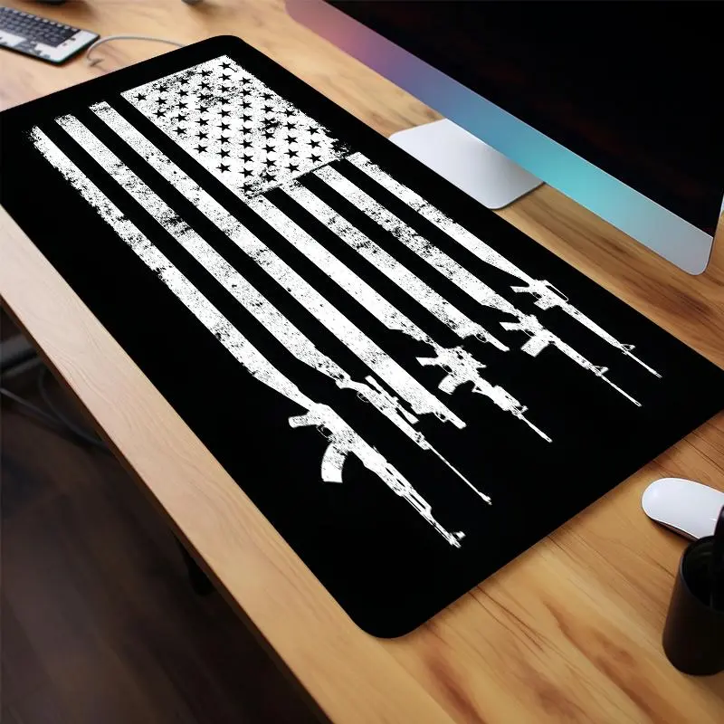 Flag Pattern Design Mouse Pad, 1 Count Rectangle Gaming Mouse Pad, Non-slip Rubber Base Stitched Edge Desk Pad for Laptop Desktop, Gaming Desk Accessory