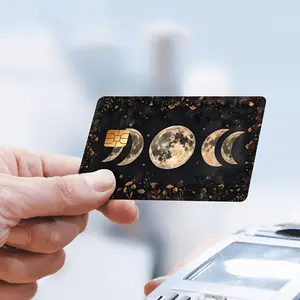 Moon Phases Flowers Border Credit Debit Card Skin Sticker for ID Room Key Card Decal Self Adhesive Sticker