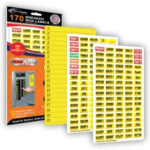 170 Circuit Breaker Decals 100 AMP Set - Vinyl Labels for Breaker Panel Boxes for Home Office Apartments Electricians Bright Easy Read Color