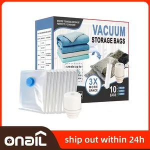 ONAIL 30 Pack Vacuum Storage Bags, Space Saver Bags (6 Jumbo/12 Large/12 Medium)Clothes Storage Organiser, Hand Pump Included,Organiser Space Saving