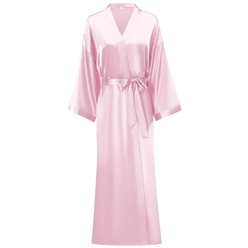Women's Soft Long Satin Robes Silk Full Length Kimonos Silky Bath Robe Dressing Gowns