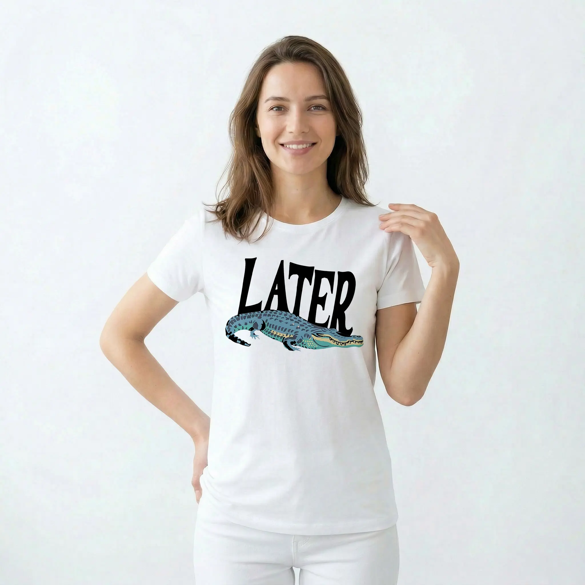 Later Gator T- Shirt, Vintage 90s Style Shirt,4th Of July shirt, Funny Graphic Alligator Tee, Gift For Him Or Her, Funny Mama Shirt, Mother Day Gift Top Womenswear Fitted short sleeve t-shirt top unique art tee cboutique tees,printed tee,Casual Street tee