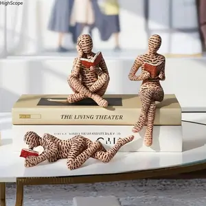 3-Piece Resin Reading Woman Figurines - Artistic Ornaments, Minimalist Desk & Bookshelf Decor for Home & Office, Gift for Girls & Mothers Day