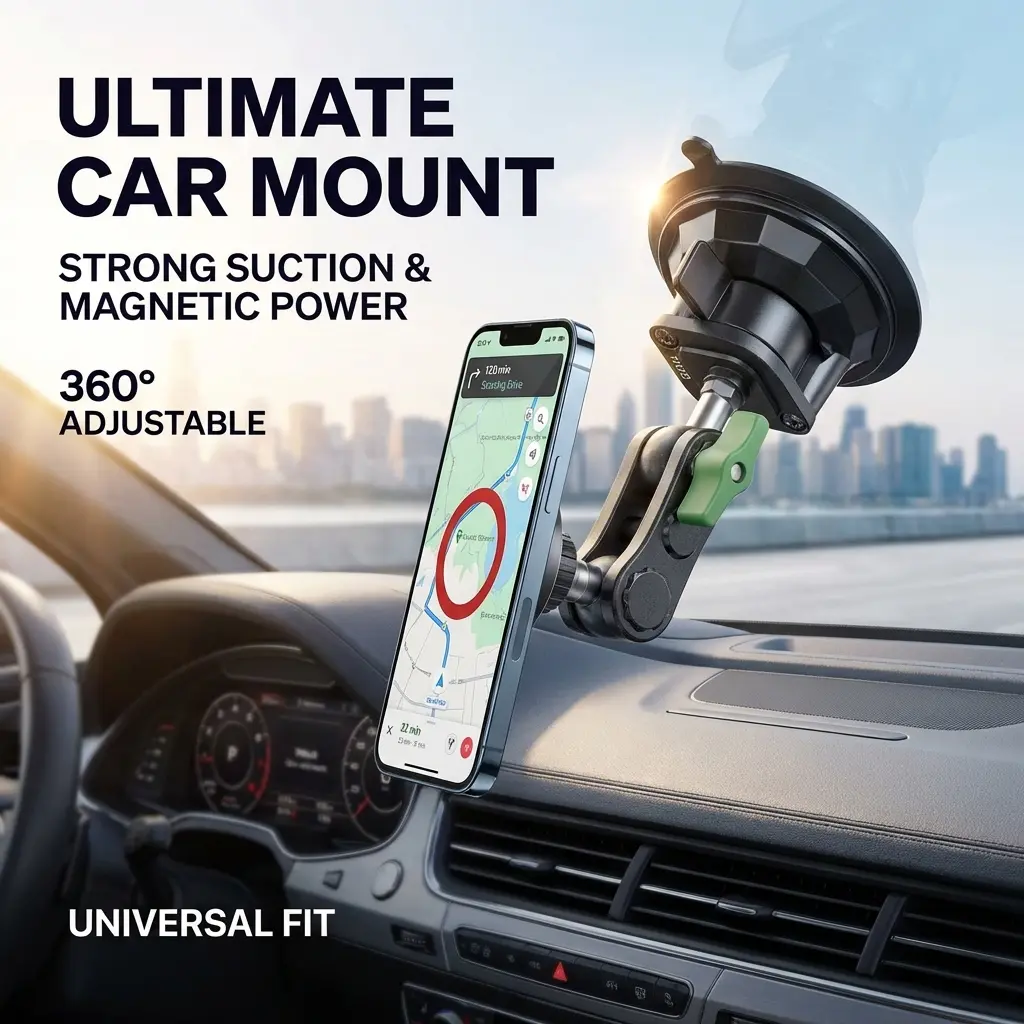 360 Rotation Folding Magnetic Car Phone MountStrongSuction Windshield Mirror Universal Holder CarAccessory