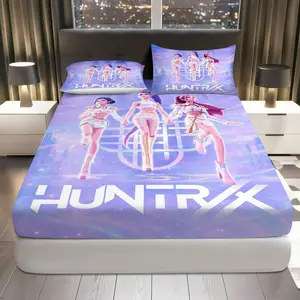 3Pcs Fantasy Urban Pop Fitted sheet Three Piece Set (1*Fitted Sheet+2*Pillowcases, Coreless), Fantasy theme, Fashion Bedding Set, Mattress protector Soft, Breathable Sheets, ideal for Bedroom, Modern Decor