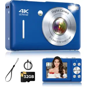 Digital Camera, 44MP FHD 1080P Point and Shoot Digital Camera with Anti Shake, Small Digital Camera with  Detect, 32GB SD Card, 16X Zoom Camera for , Teens, Boys, Girls Blue