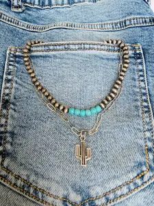 Cactus Turquoise Layered Necklace – Cowgirl Chrome Style