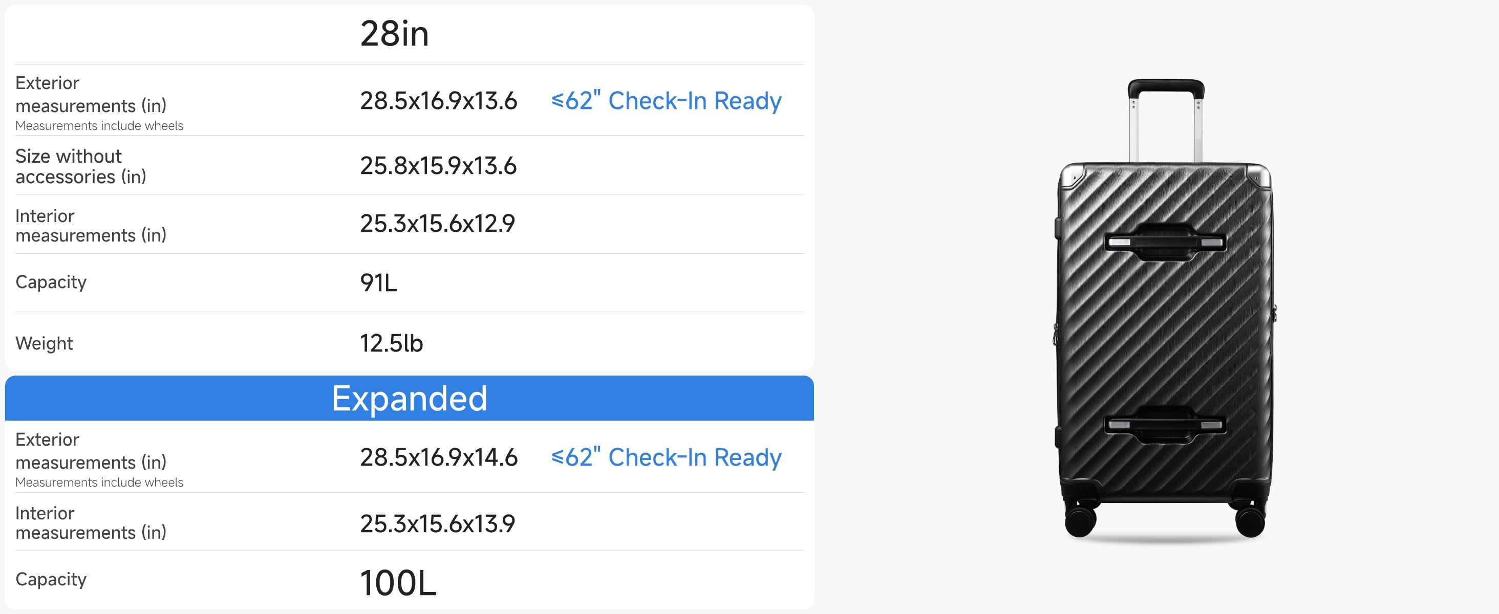 LUGGEX 28 Inch Trunk Luggage, Expandable PC Hard Shell Large Checked Suitcase with Shock - Absorbing Wheels & TSA Lock