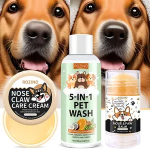 ROZIN0 3-Piece Pet Care Set-5-lN-1 Shampoo, Nose &Paw Balm, and Nose Claw Care Cream-Gentle, Moisturizing& Multi-Functional for Dogs & Cats