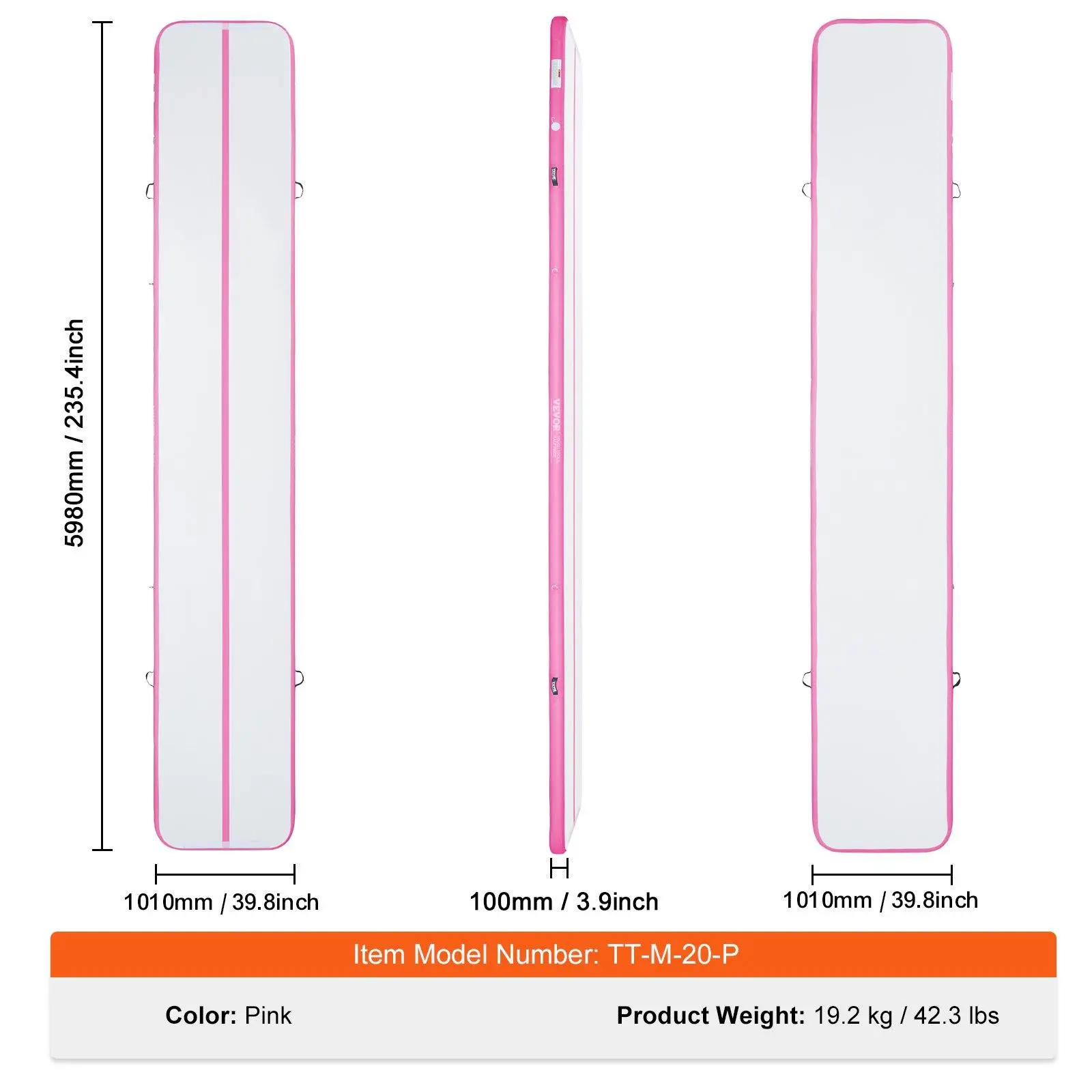 Mat - 20 ft x 3.3 ft x 4 in - Pink